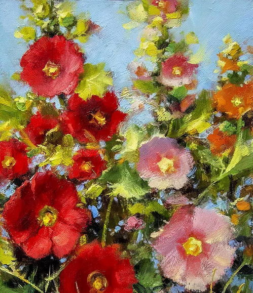 色彩极艳丽,美极了的花卉油画